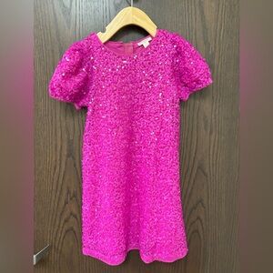 Crewcuts Pink Sequin Puff Sleeve Sheath Dress
